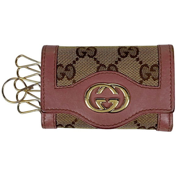 Gucci GG Key Case Holder Leather Beige Pink - Picture 1 of 7